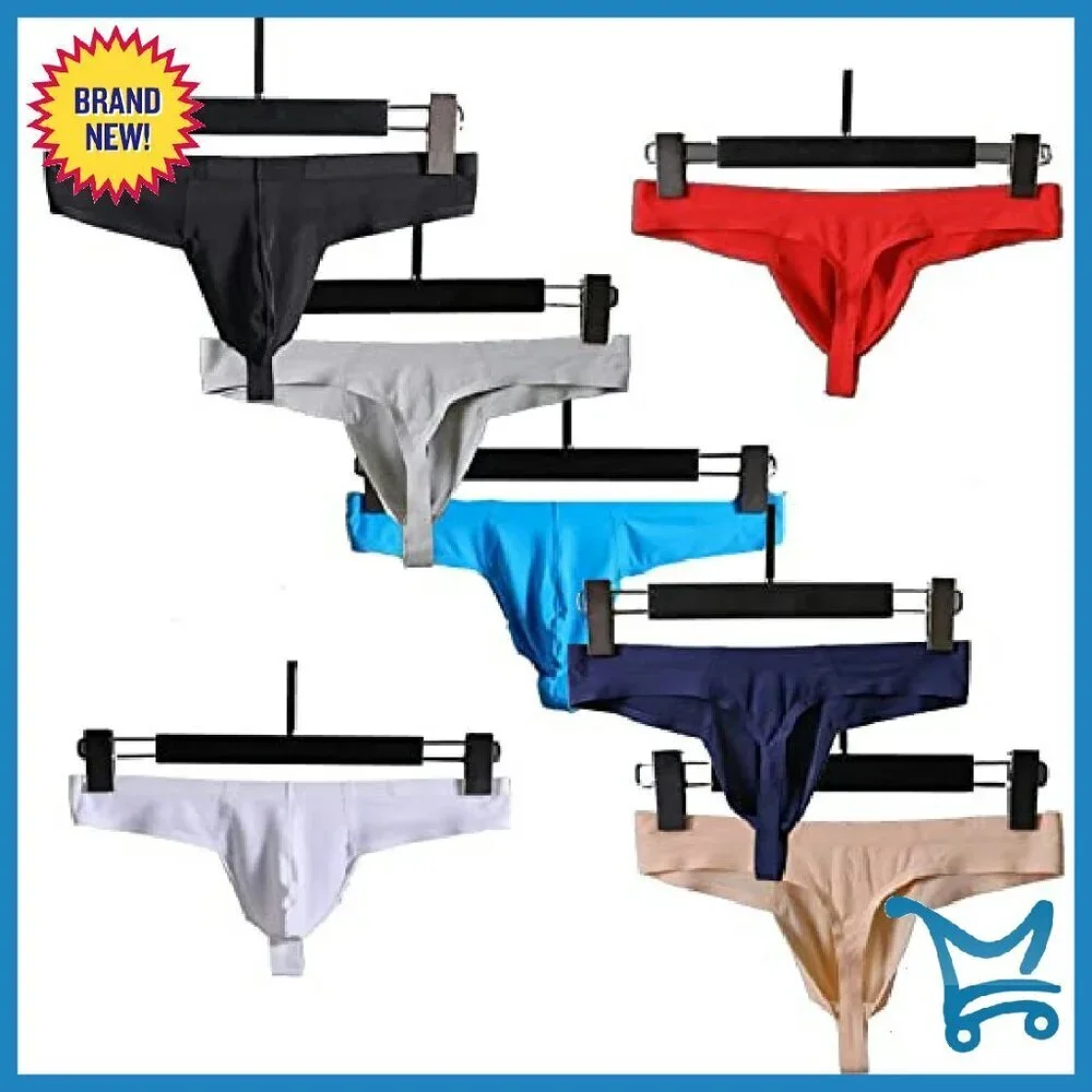 Ultra-Thin Ice Silk Men's Thong Seamless Low Waist Briefs S-XL